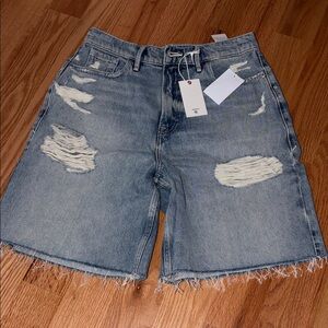 Good American Baggy Distressed Denim Shorts